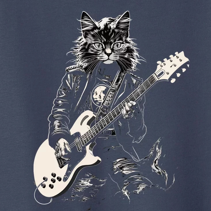 Rock Cat Playing Guitar Cat Funny Guitar Cat Kitty Toddler T-Shirt