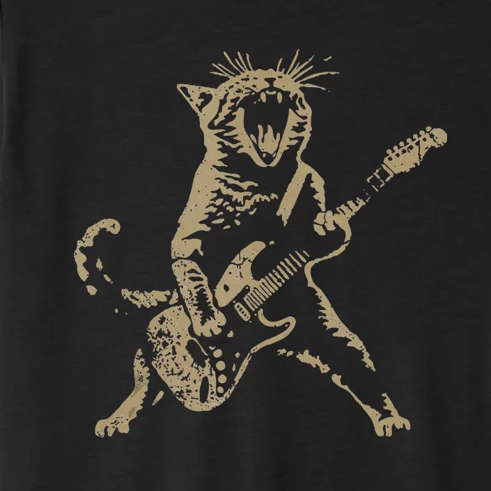 Rock Cat Playing Guitar Funny Guitar Cat ChromaSoft Performance T-Shirt