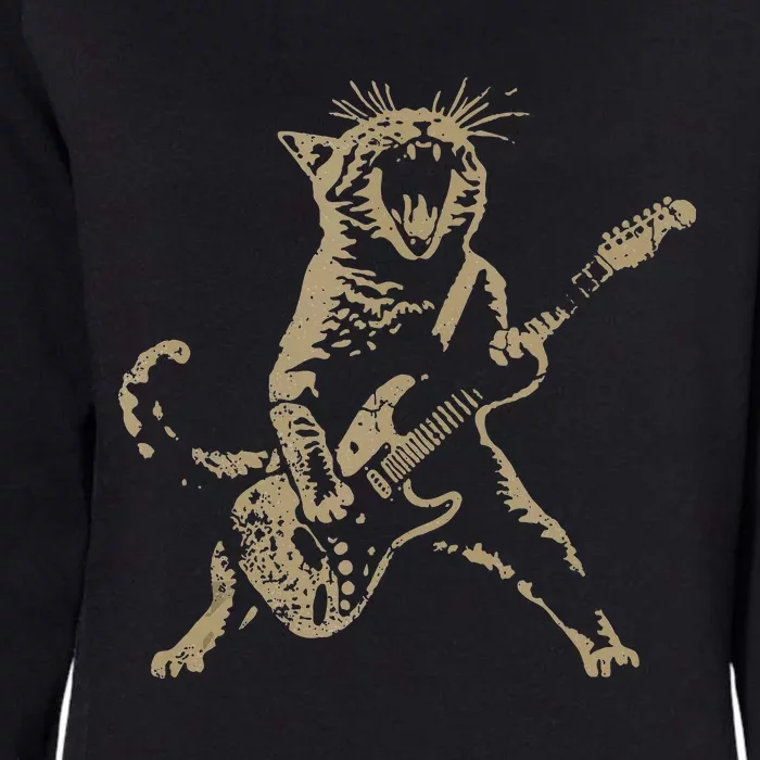 Rock Cat Playing Guitar Funny Guitar Cat Womens California Wash Sweatshirt