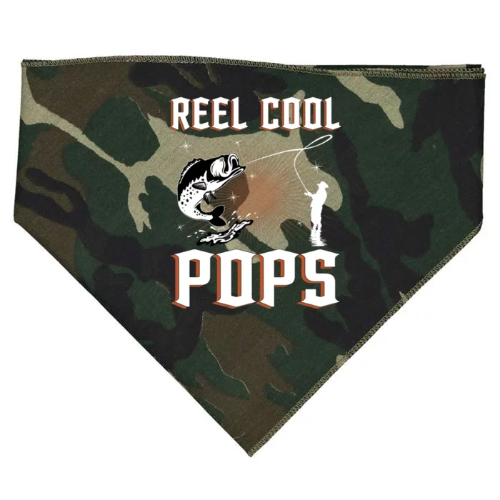 Reel Cool Pops Funny Fishing Grandpa Dad Joke Cool Fisher Funny Gift USA-Made Doggie Bandana