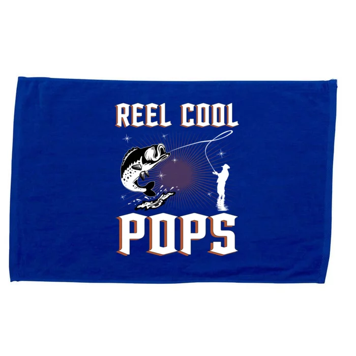 Reel Cool Pops Funny Fishing Grandpa Dad Joke Cool Fisher Funny Gift Microfiber Hand Towel