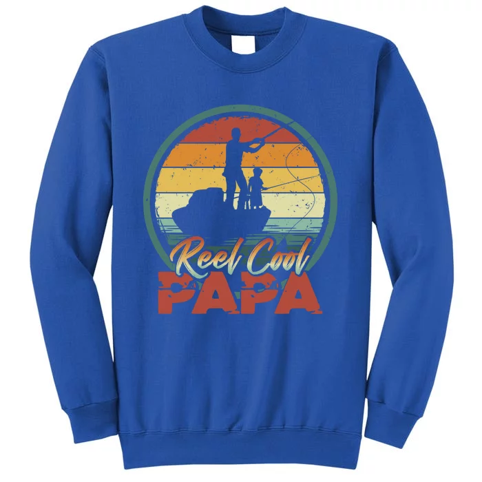 Reel Cool Papa Great Gift Cool Retro Vintage Fishing Family Cute Gift Tall Sweatshirt