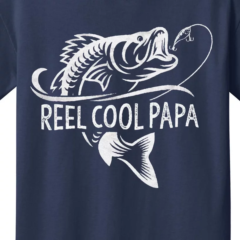 Reel Cool Papa Fishing Dad Gifts Fathers Day Fisherman Fish Kids T-Shirt