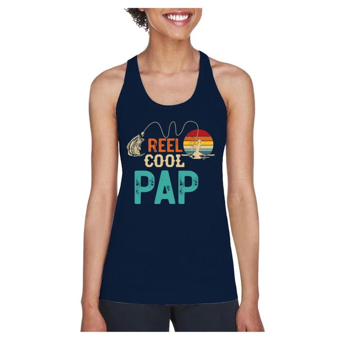 Reel Cool Pap Vintage Retro Fishing Father's Women's Racerback Tank