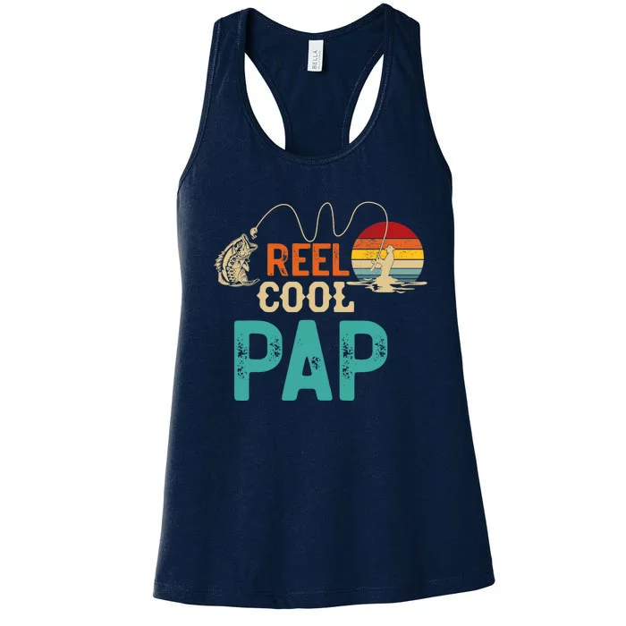 Reel Cool Pap Vintage Retro Fishing Father's Women's Racerback Tank