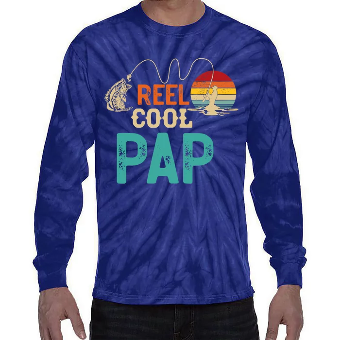 Reel Cool Pap Vintage Retro Fishing Father's Tie-Dye Long Sleeve Shirt