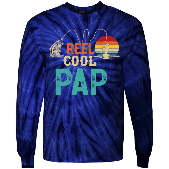 Reel Cool Pap Vintage Retro Fishing Father's Tie-Dye Long Sleeve Shirt