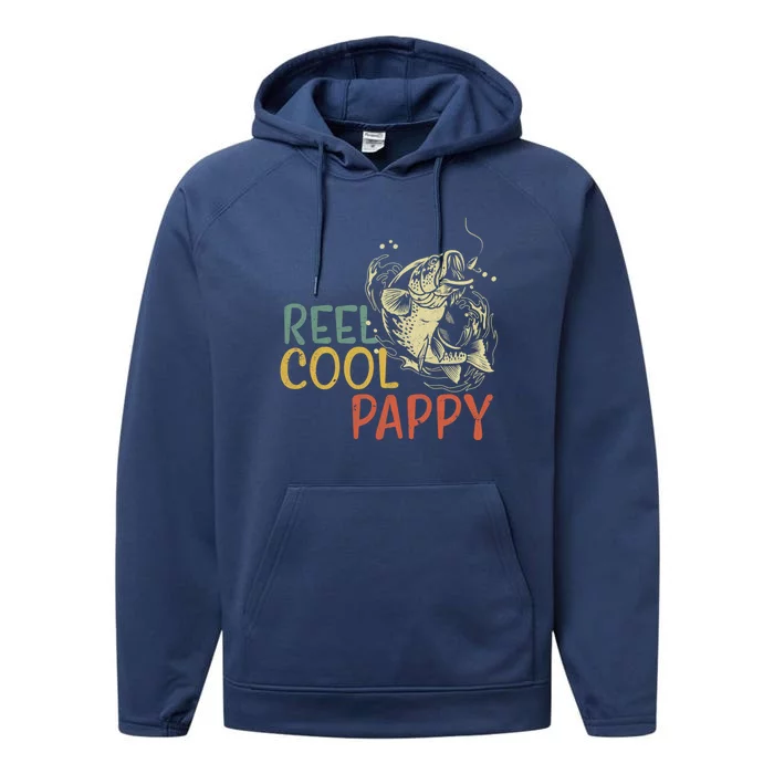 Reel Cool Pappy Vintage Fishing FatherS Day Gift Performance Fleece Hoodie