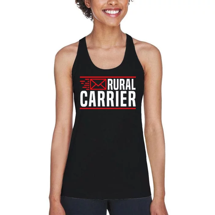 Rural Carrier Postal Worker Mailman Delivery Mail Escort Women's Racerback Tank