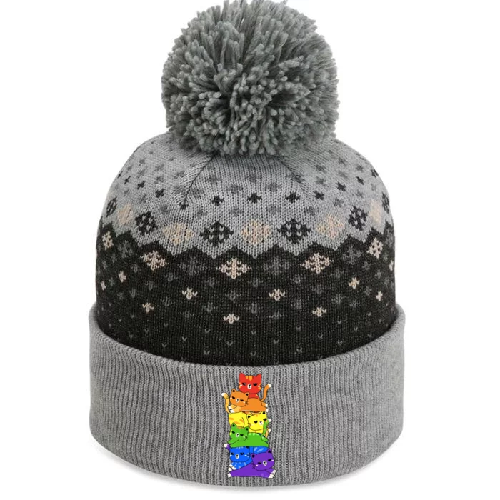 Rainbow Cats Pride Month Lgbt Lgbtq The Baniff Cuffed Pom Beanie