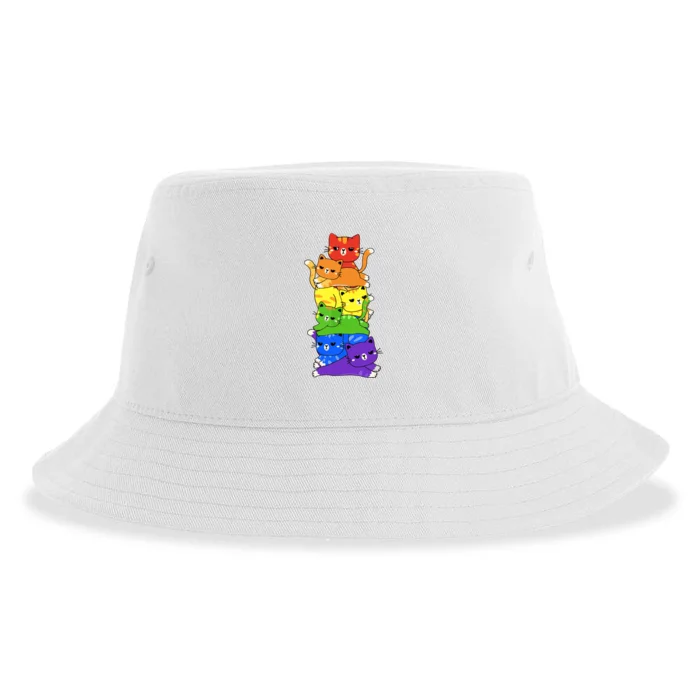 Rainbow Cats Pride Month Lgbt Lgbtq Sustainable Bucket Hat