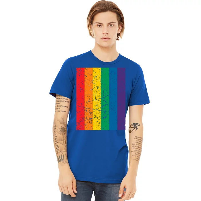 Rainbow Colourful Pride Flag Lgbt Gift (Version 1) Meaningful Gift Premium T-Shirt