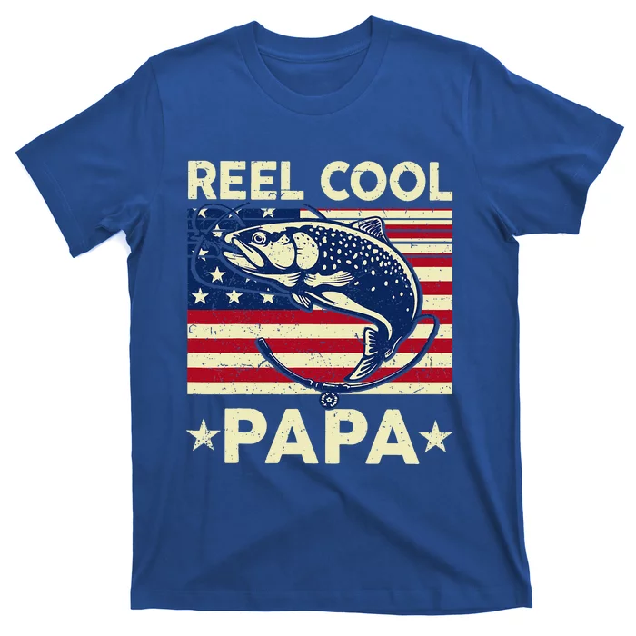 Reel Cool Papa Fathers Day Trout Fishing Gift Dad Grandpa T-Shirt