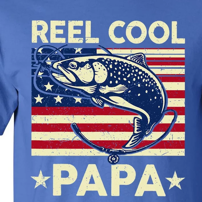 Reel Cool Papa Fathers Day Trout Fishing Gift Dad Grandpa Tall T-Shirt