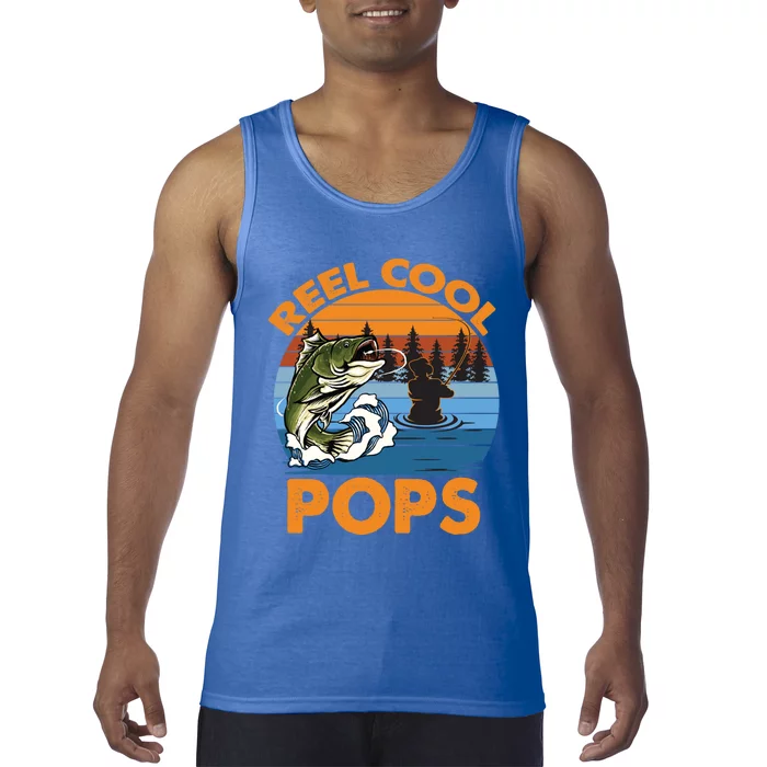 Reel Cool Pops Vintage Fisher Dad Love Fishing Gift Tank Top