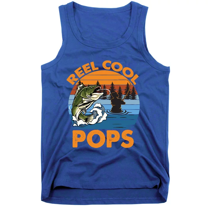 Reel Cool Pops Vintage Fisher Dad Love Fishing Gift Tank Top