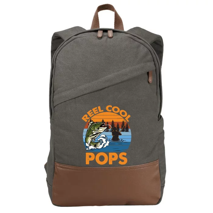 Reel Cool Pops Vintage Fisher Dad Love Fishing Gift Cotton Canvas Backpack