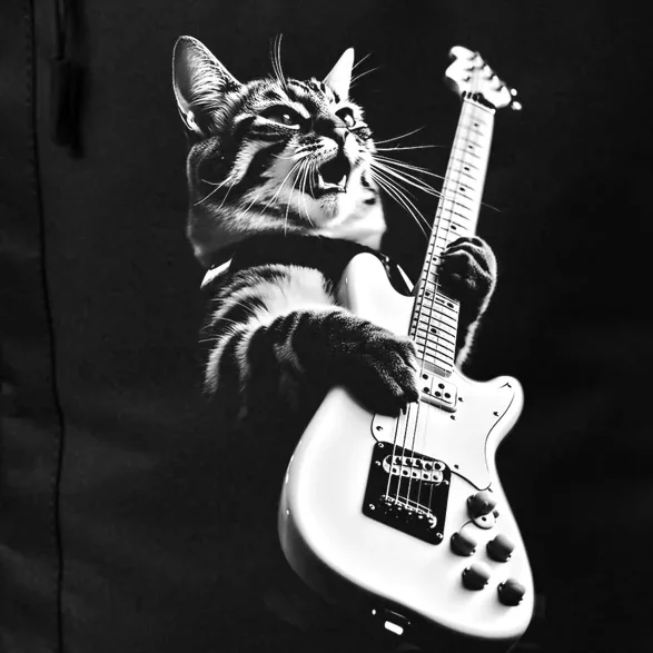 Rock Cat Playing Guitar Funny Guitar Cat Daily Commute Backpack