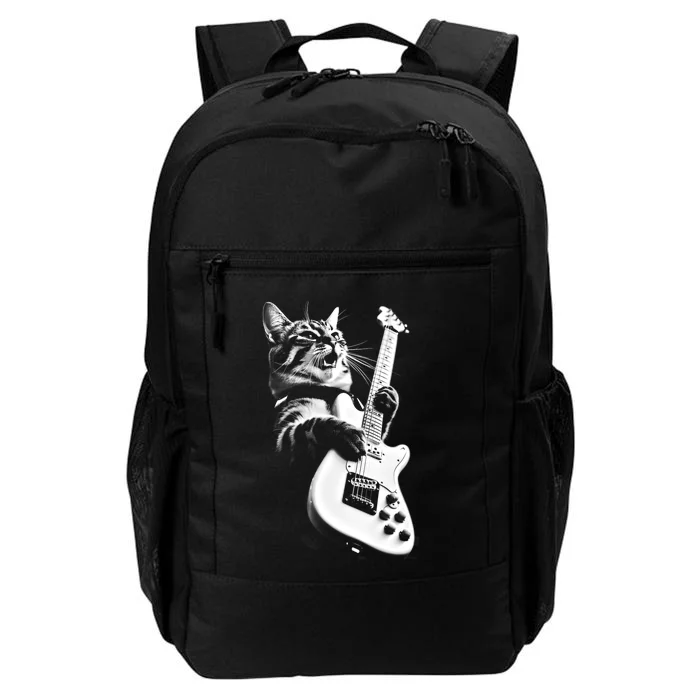 Rock Cat Playing Guitar Funny Guitar Cat Daily Commute Backpack