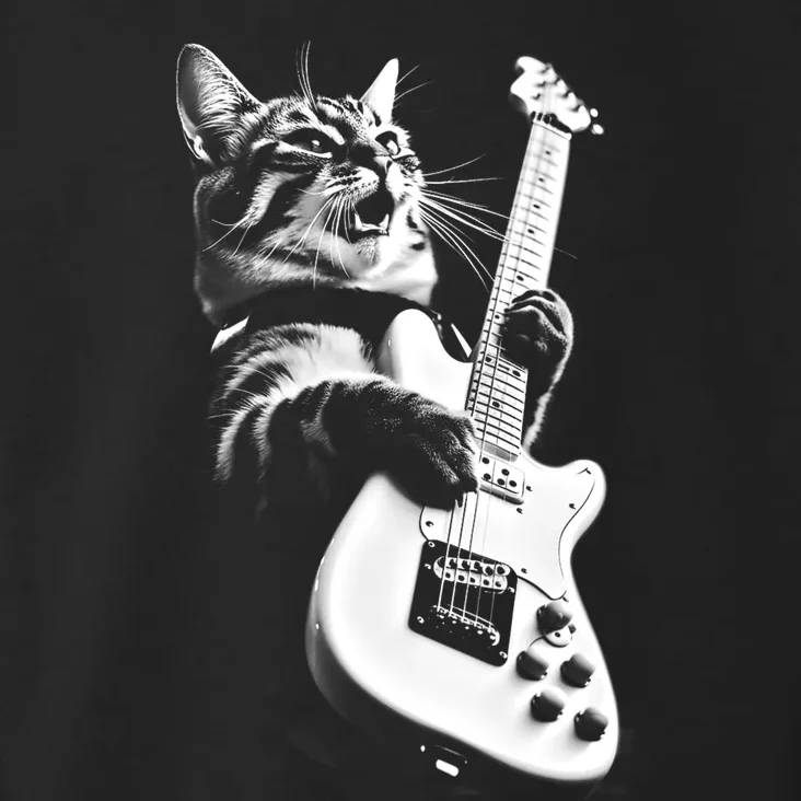 Rock Cat Playing Guitar Funny Guitar Cat Toddler Hoodie