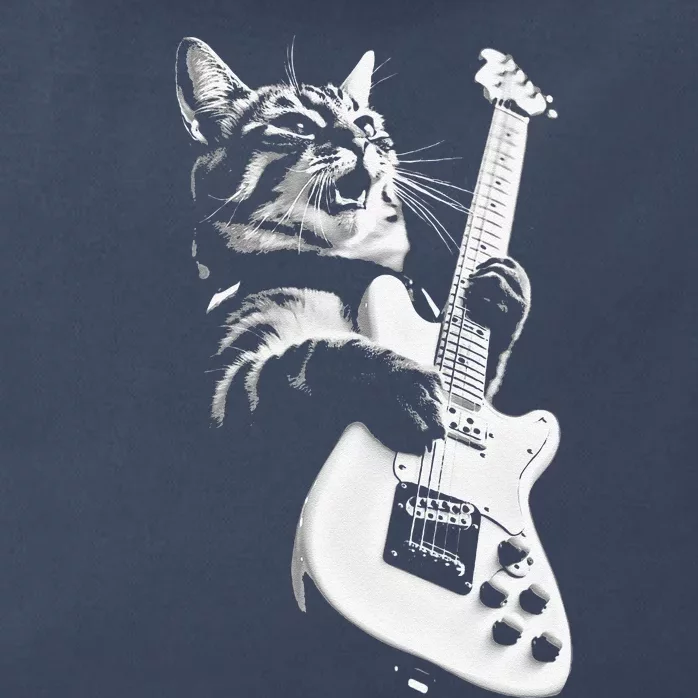 Rock Cat Playing Guitar Funny Guitar Cat Zip Tote Bag