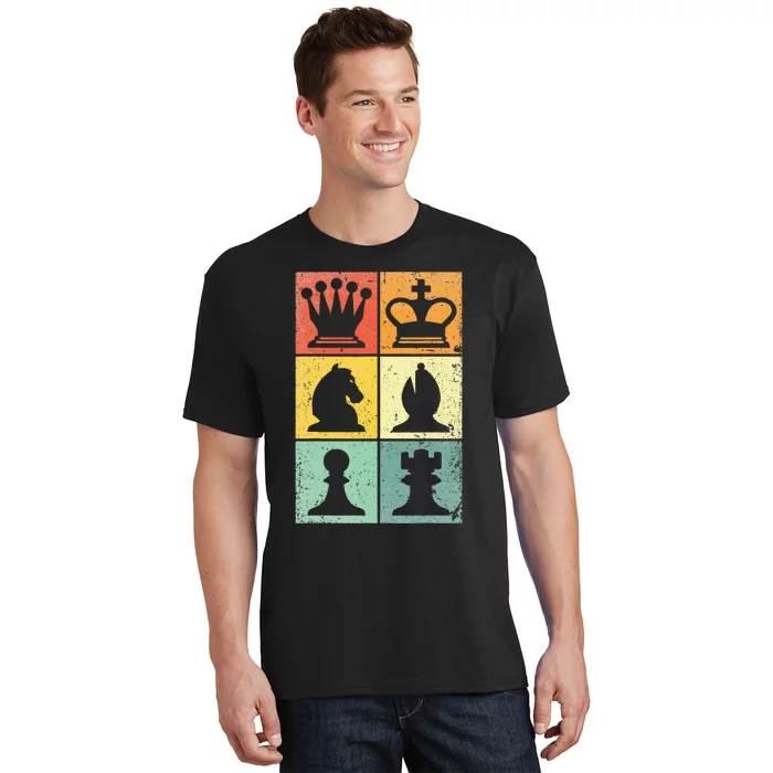 Retro Chess Player Chess Pieces T-Shirt