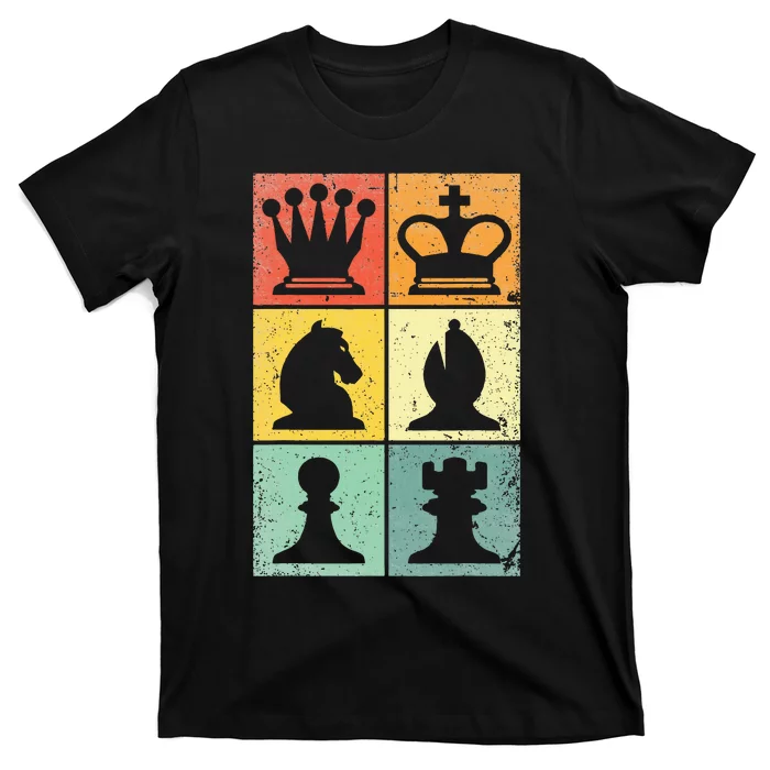 Retro Chess Player Chess Pieces T-Shirt