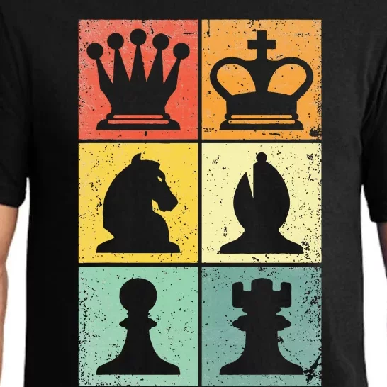 Retro Chess Player Chess Pieces Pajama Set