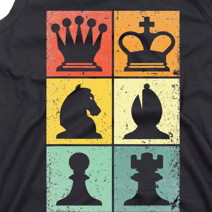 Retro Chess Player Chess Pieces Tank Top