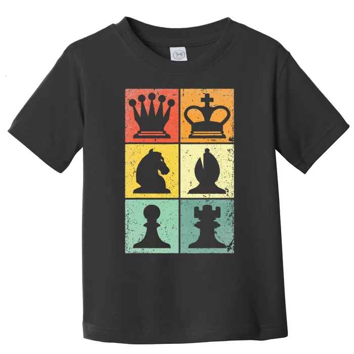 Retro Chess Player Chess Pieces Toddler T-Shirt