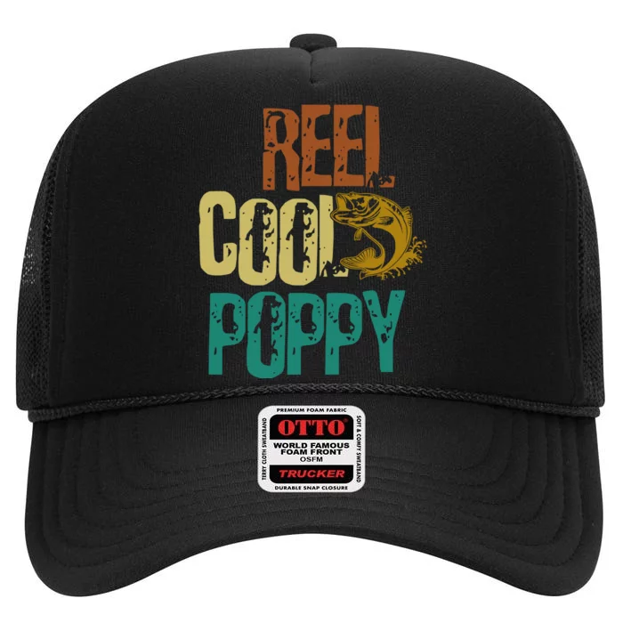 Reel Cool Poppy Vintage Fishing High Crown Mesh Trucker Hat