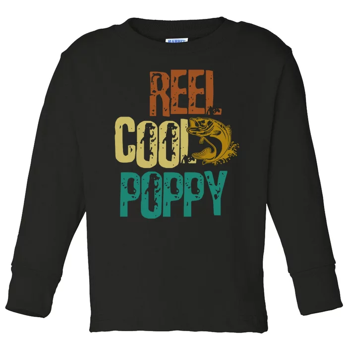 Reel Cool Poppy Vintage Fishing Toddler Long Sleeve Shirt