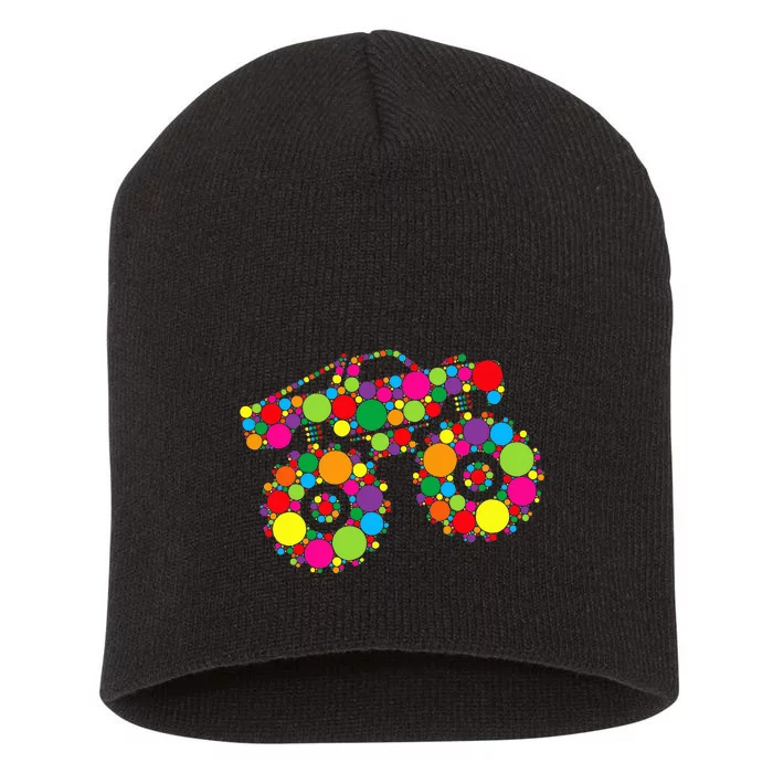 Retro Colorful Polka Dots Monster Truck Happy Dot Day Short Acrylic Beanie