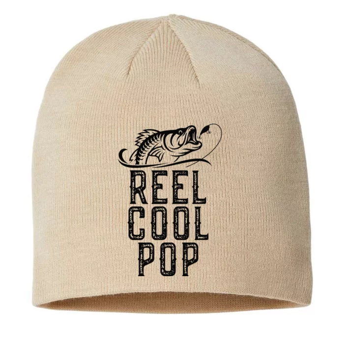 Reel Cool Pop Fishing Fisherman Funny Retro 8 1/2in Sustainable Knit Beanie