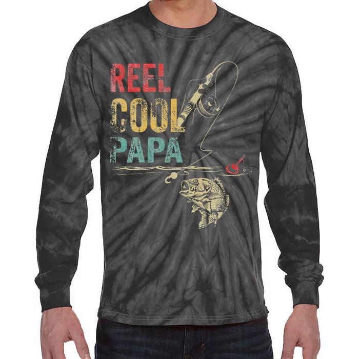 Reel Cool Papa Fish Fishing Father's Day Tie-Dye Long Sleeve Shirt