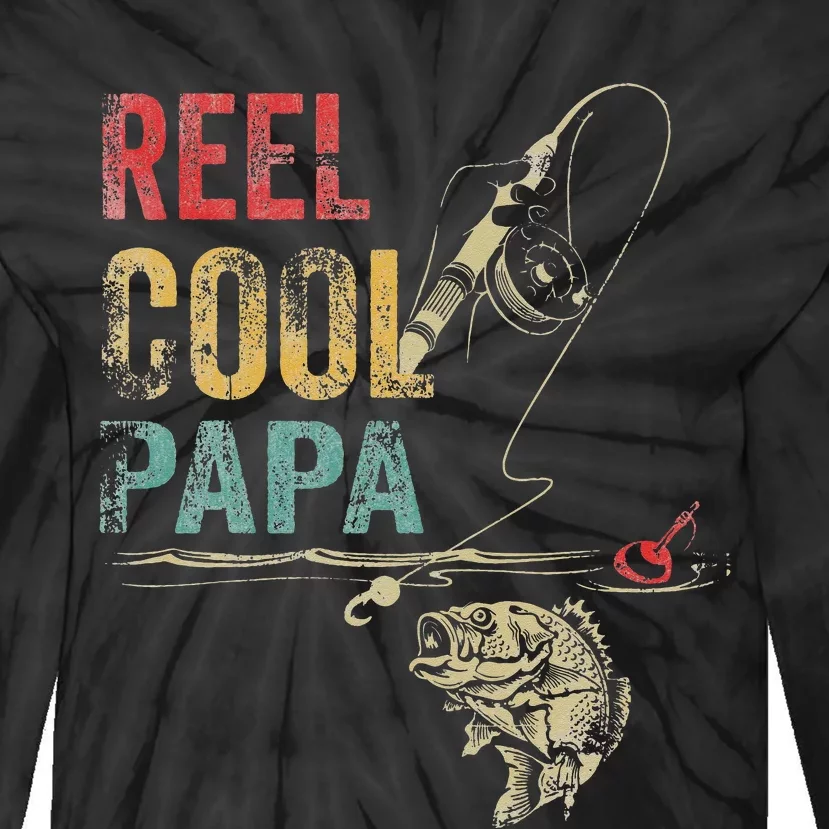 Reel Cool Papa Fish Fishing Father's Day Tie-Dye Long Sleeve Shirt