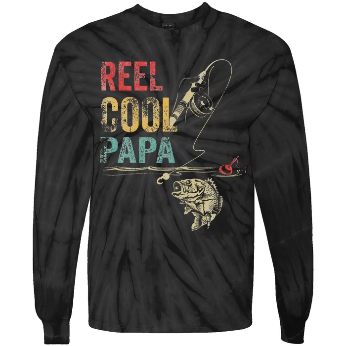 Reel Cool Papa Fish Fishing Father's Day Tie-Dye Long Sleeve Shirt