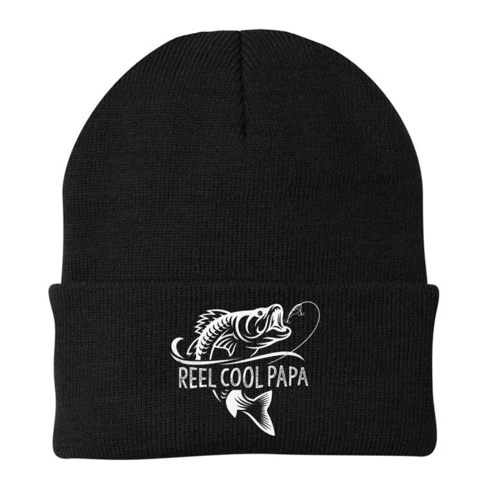 Reel Cool Papa Fishing Dad Gifts Fathers Day Fisherman Fish Knit Cap Winter Beanie