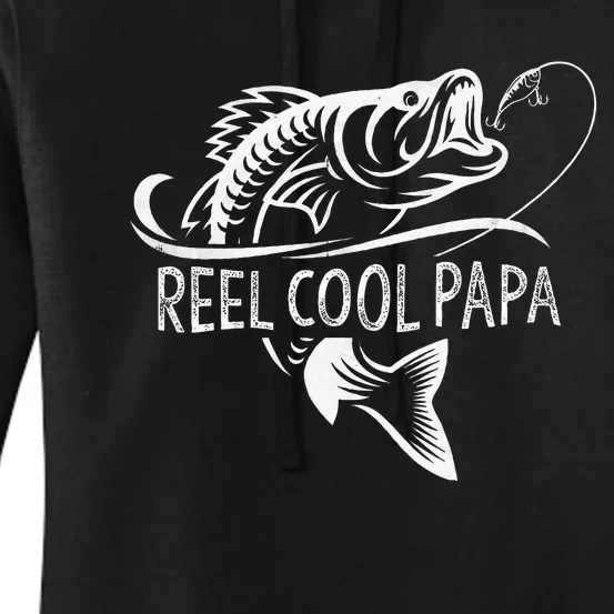 Reel Cool Papa Fishing Dad Gifts Fathers Day Fisherman Fish Women's Pullover Hoodie