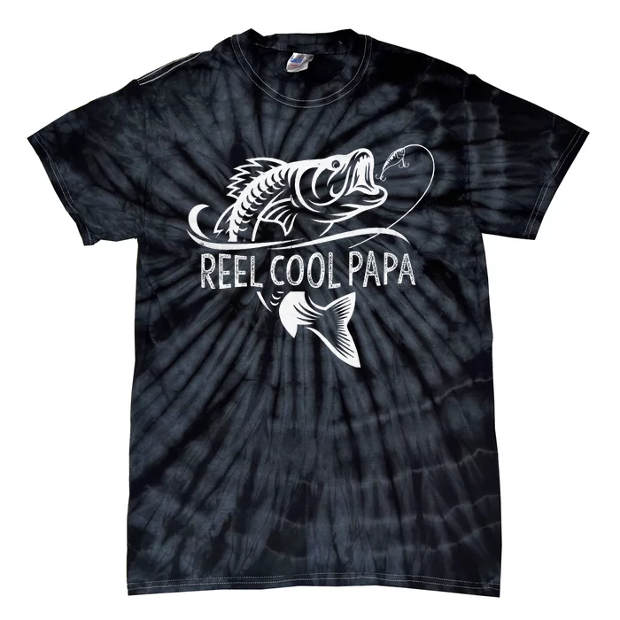 Reel Cool Papa Fishing Dad Gifts Fathers Day Fisherman Fish Tie-Dye T-Shirt