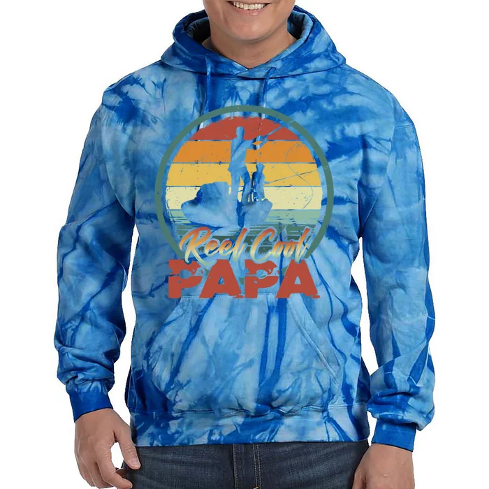 Reel Cool Papa Great Gift Cool Retro Vintage Fishing Family Meaningful Gift Tie Dye Hoodie