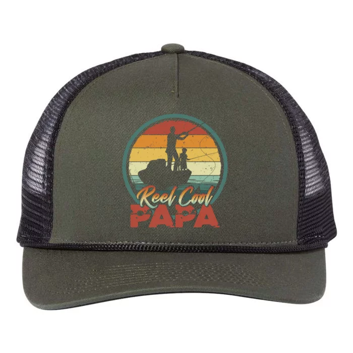 Reel Cool Papa Great Gift Cool Retro Vintage Fishing Family Meaningful Gift Retro Rope Trucker Hat Cap