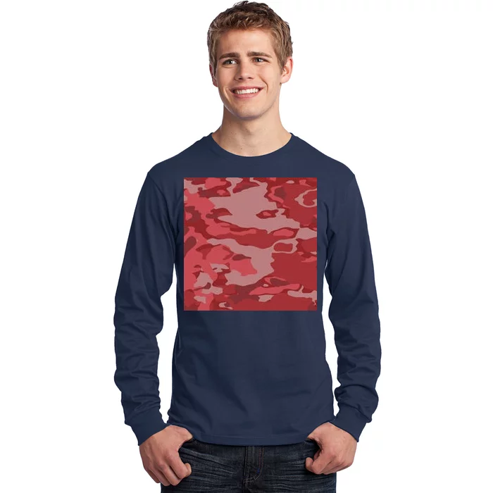 Red Camouflage Pattern Long Sleeve Shirt