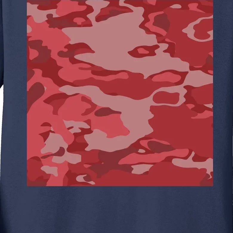 Red Camouflage Pattern Kids Long Sleeve Shirt