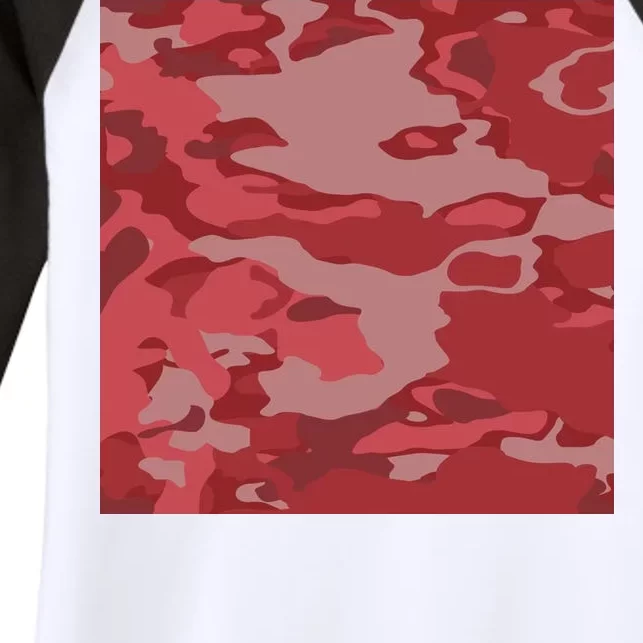 Red Camouflage Pattern Women's Tri-Blend 3/4-Sleeve Raglan Shirt