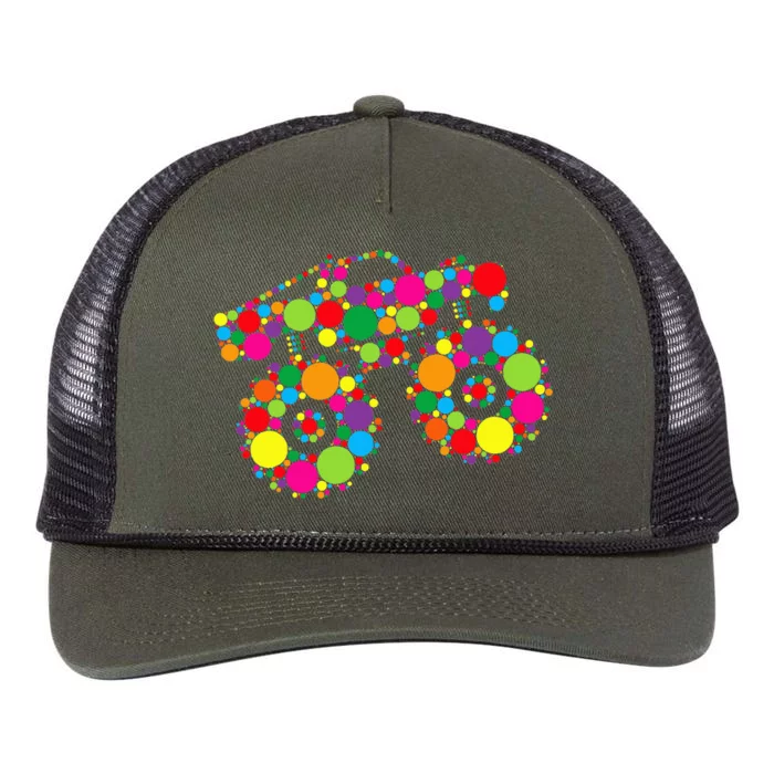 Retro Colorful Polka Dots Monster Truck Happy Dot Day Retro Rope Trucker Hat Cap