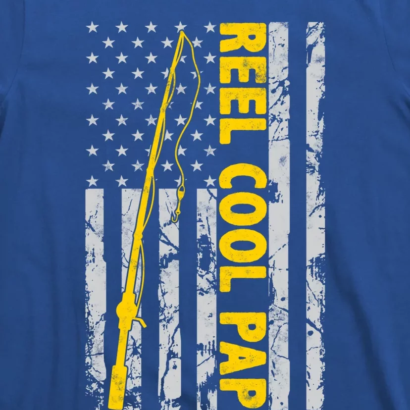 Reel Cool Pap Fishing American Usa Flag Gift Fisher Pap Gift T-Shirt