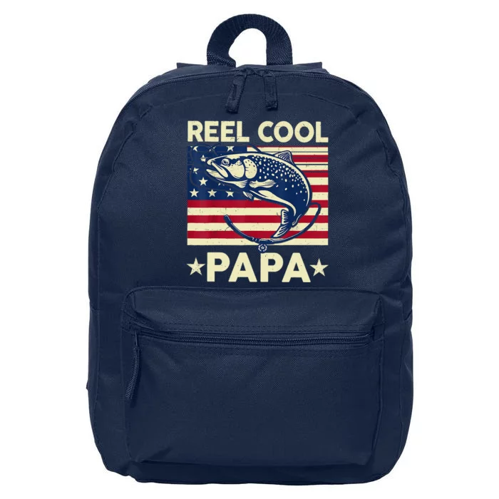 Reel Cool Papa Fathers Day Trout Fishing Gift Dad Grandpa 16 in Basic Backpack