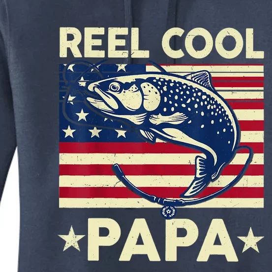 Reel Cool Papa Fathers Day Trout Fishing Gift Dad Grandpa Women's Pullover Hoodie