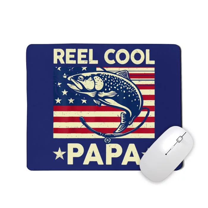 Reel Cool Papa Fathers Day Trout Fishing Gift Dad Grandpa Mousepad